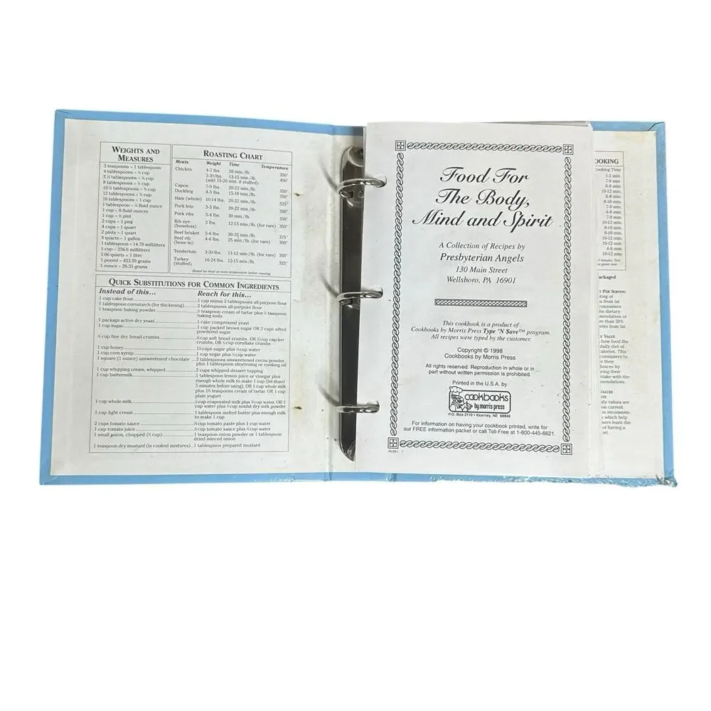 Vtg Church‎ Cookbook Food For the Body Mind & Spirit Presbyterian Wellsboro PA